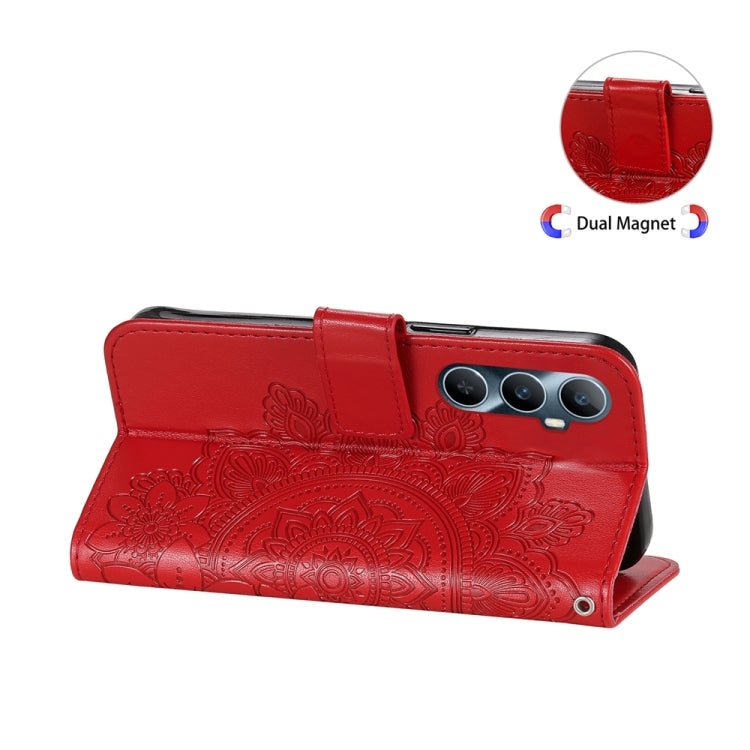 For Realme C65 4G Seven-petal Flowers Embossing Leather Phone Case