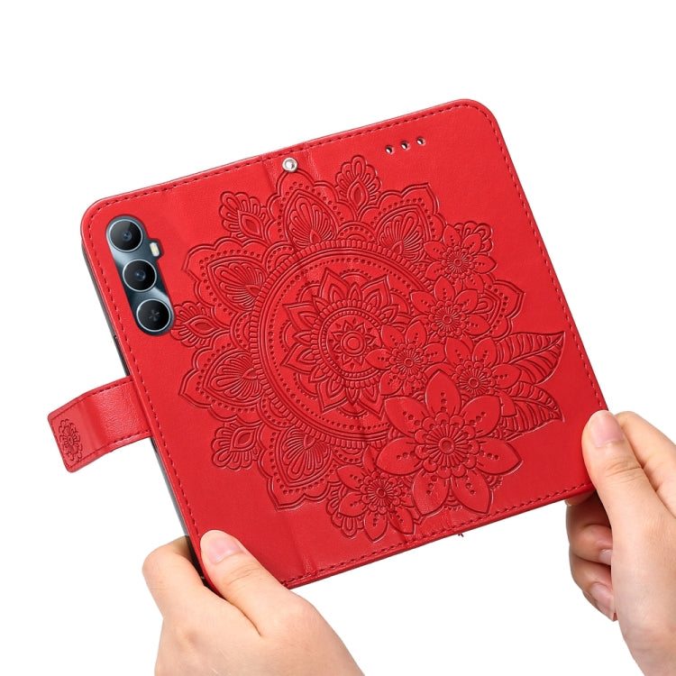 For Realme C65 4G Seven-petal Flowers Embossing Leather Phone Case