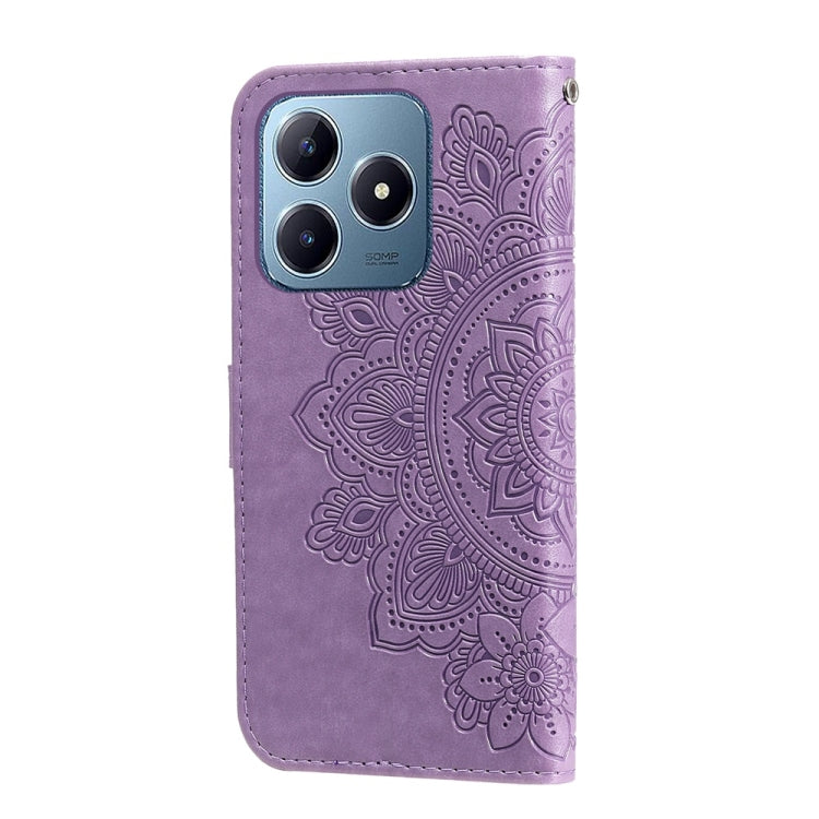 For Realme C63 / C61  / Note 60 Seven-petal Flowers Embossing Leather Phone Case