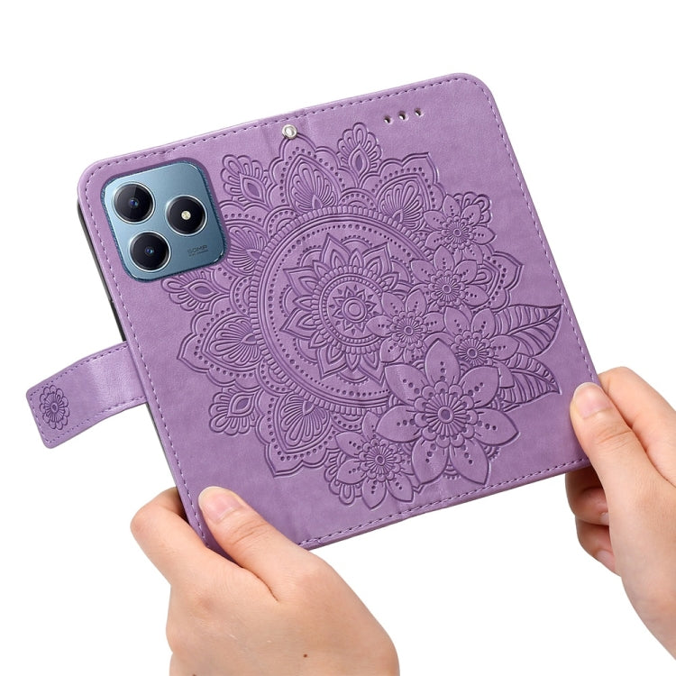 For Realme C63 / C61  / Note 60 Seven-petal Flowers Embossing Leather Phone Case