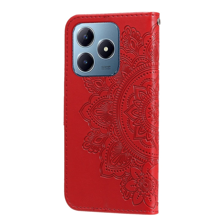For Realme C63 / C61  / Note 60 Seven-petal Flowers Embossing Leather Phone Case
