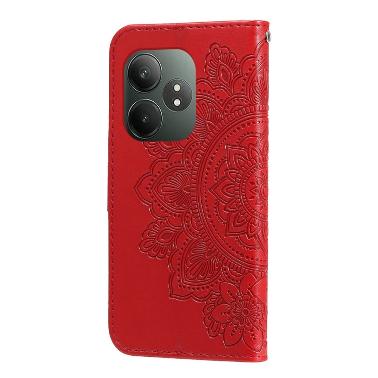 For Realme GT 6 / GT Neo6 SE Seven-petal Flowers Embossing Leather Phone Case