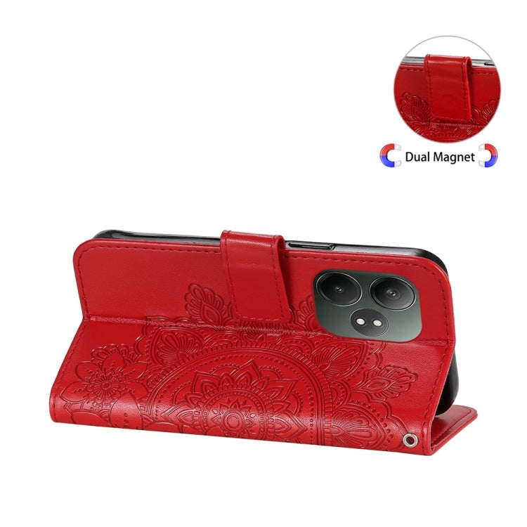 For Realme GT 6 / GT Neo6 SE Seven-petal Flowers Embossing Leather Phone Case