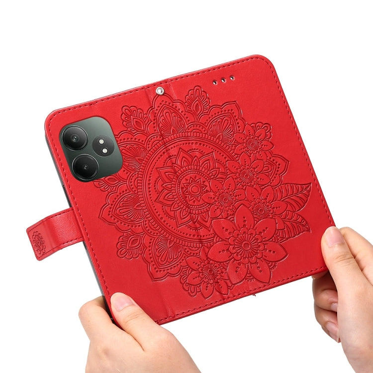 For Realme GT 6 / GT Neo6 SE Seven-petal Flowers Embossing Leather Phone Case