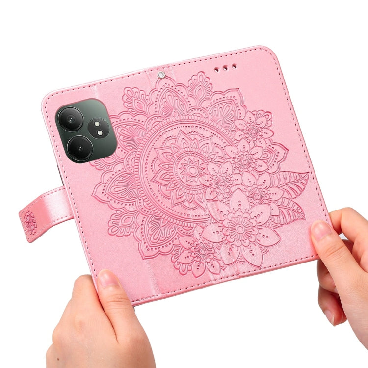 For Realme GT 6 / GT Neo6 SE Seven-petal Flowers Embossing Leather Phone Case