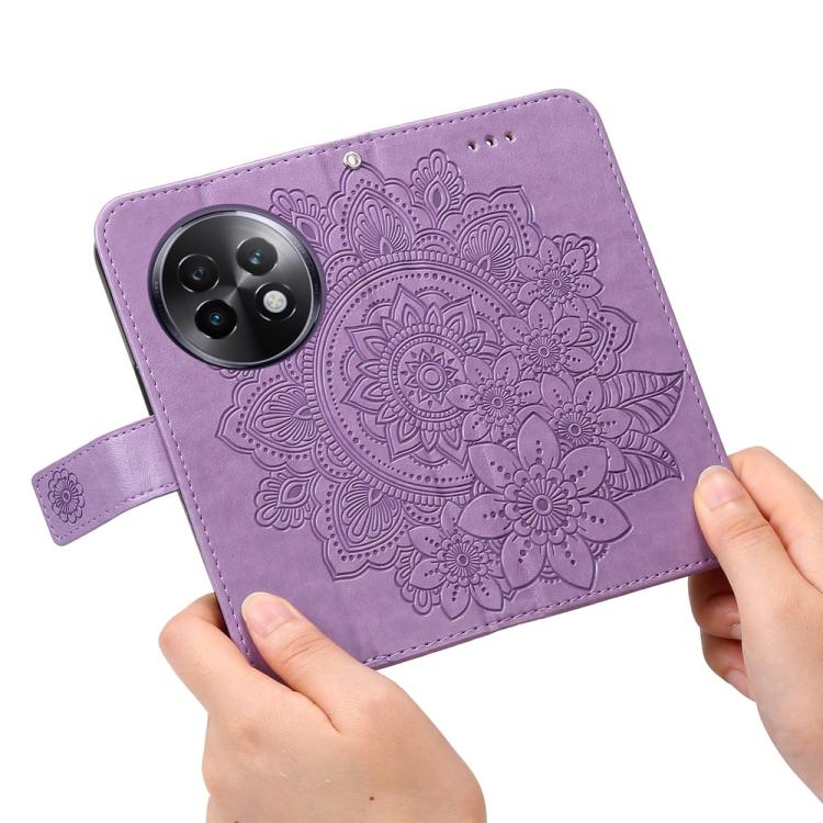 For Realme 13+ Seven-petal Flowers Embossing Leather Phone Case