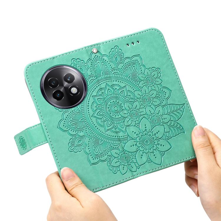 For Realme 13+ Seven-petal Flowers Embossing Leather Phone Case