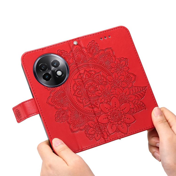 For Realme 13+ Seven-petal Flowers Embossing Leather Phone Case