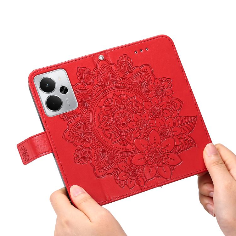 For Realme 14 Global Seven-petal Flowers Embossing Leather Phone Case