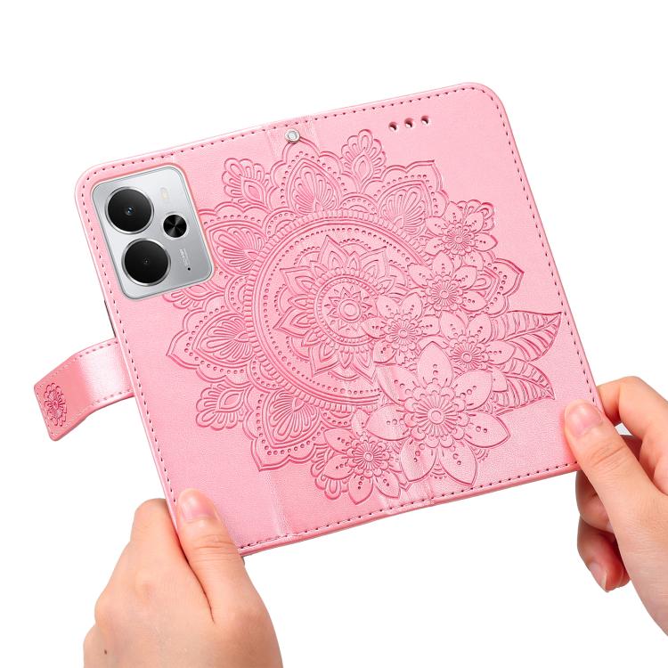 For Realme 14 Global Seven-petal Flowers Embossing Leather Phone Case