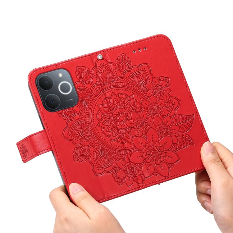 For Realme Narzo 80 Lite 4G / C71 India Seven-petal Flowers Embossing Leather Phone Case