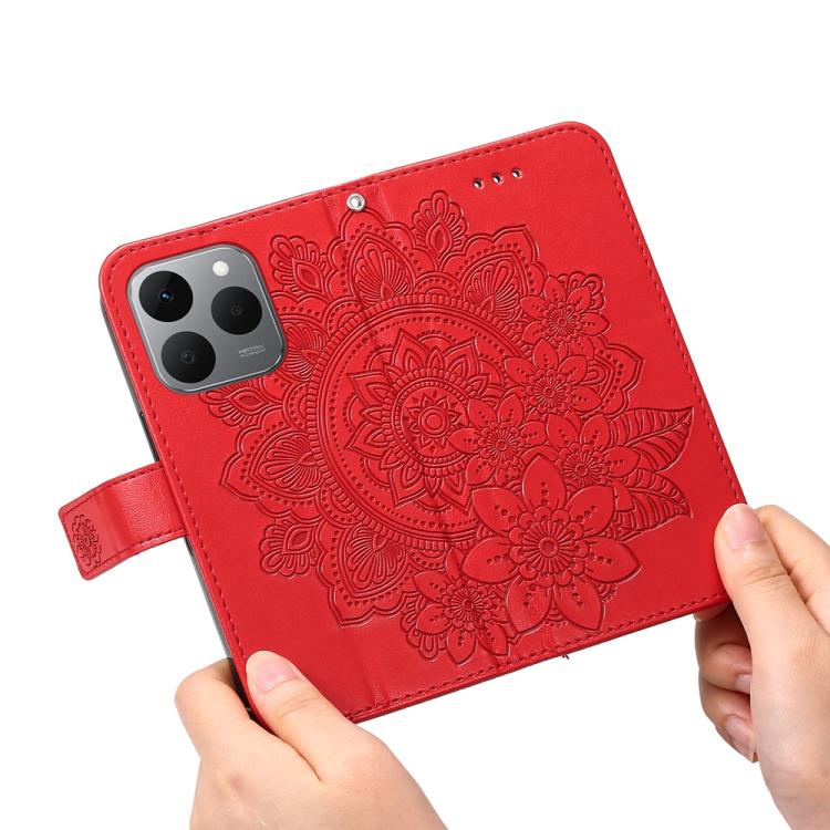 For Realme 15T 5G Seven-petal Flowers Embossing Leather Phone Case
