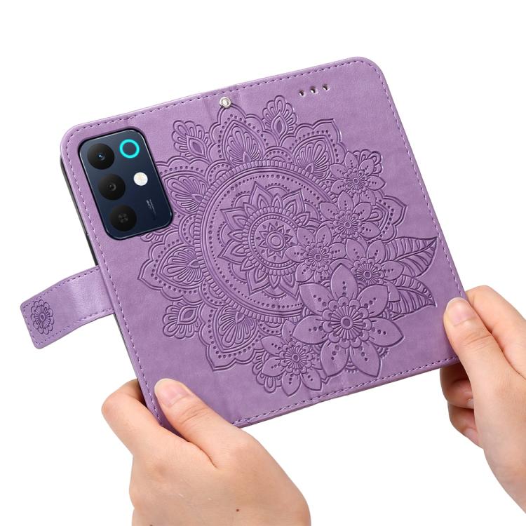 For Realme 15x 5G India / Realme C85 5G Seven-petal Flowers Embossing Leather Phone Case