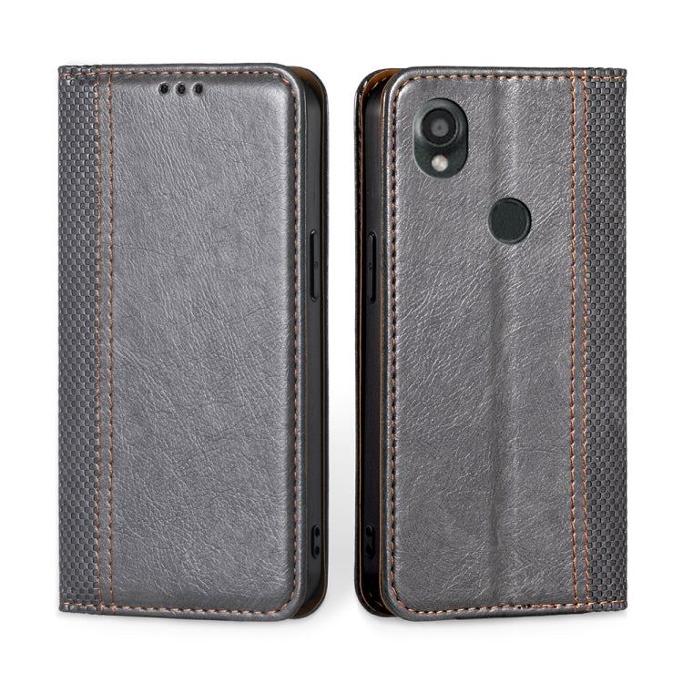 For Kyocera Digno SX3-KYG02 Grid Texture Magnetic Flip Leather Phone Case