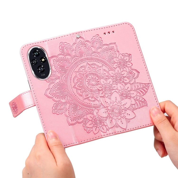 For Honor 200 Seven-petal Flowers Embossing Leather Phone Case