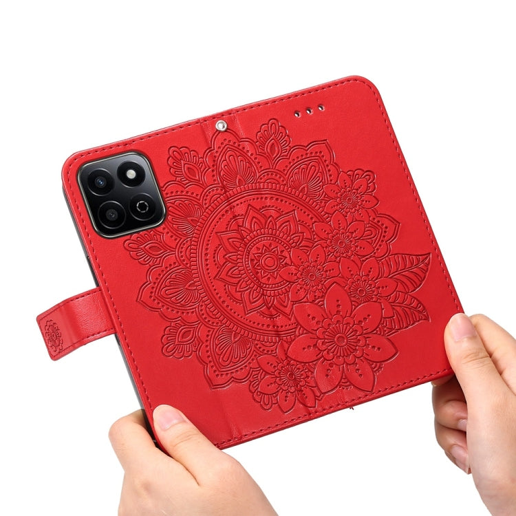 For Honor Play 60 Plus Seven-petal Flowers Embossing Leather Phone Case