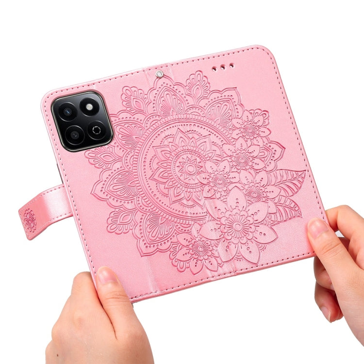 For Honor Play 60 Plus Seven-petal Flowers Embossing Leather Phone Case