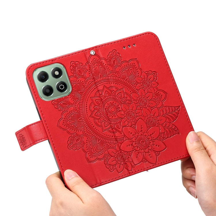 For Honor X6b 4G / X6c 4G / X5b / X5b Plus Seven-petal Flowers Embossing Leather Phone Case