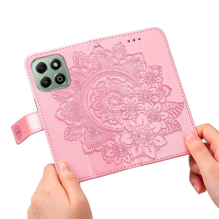 For Honor X6b 4G / X6c 4G / X5b / X5b Plus Seven-petal Flowers Embossing Leather Phone Case