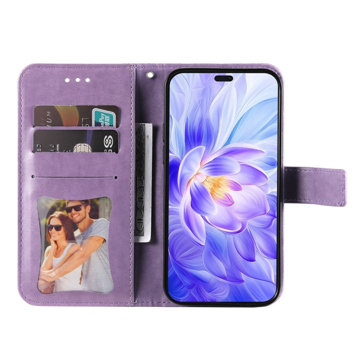 For Honor X60i Seven-petal Flowers Embossing Leather Phone Case