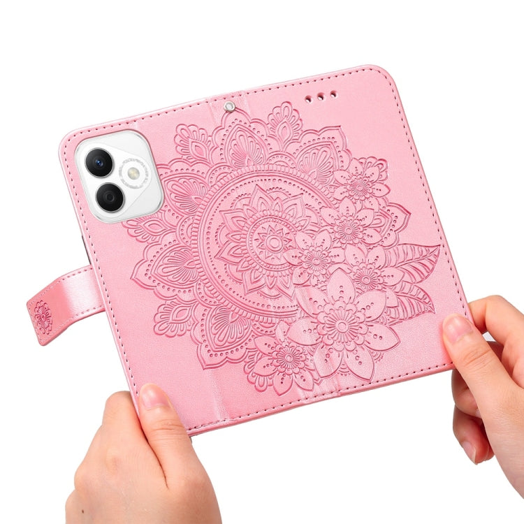 For Honor X60i Seven-petal Flowers Embossing Leather Phone Case
