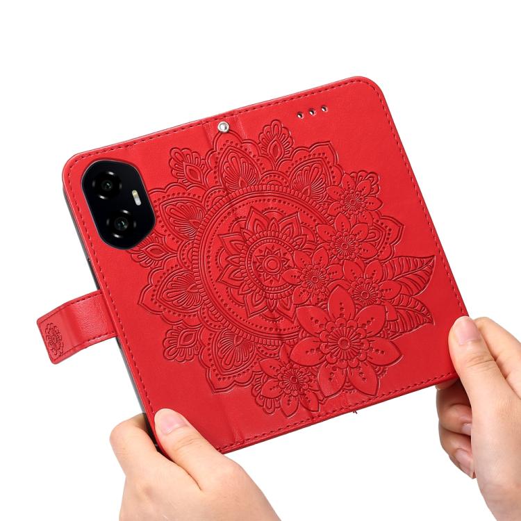 For Honor 300 Seven-petal Flowers Embossing Leather Phone Case