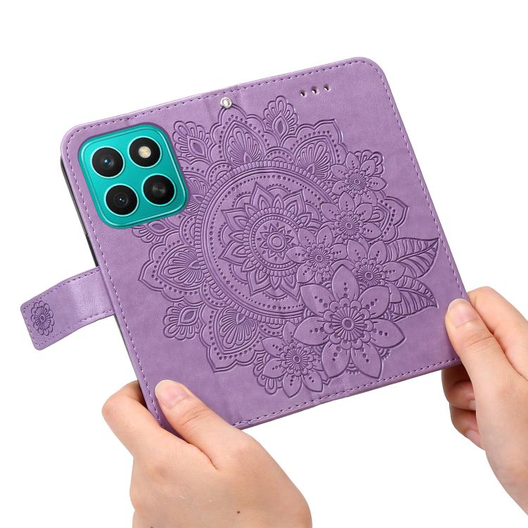 For Honor X8c 4G Seven-petal Flowers Embossing Leather Phone Case