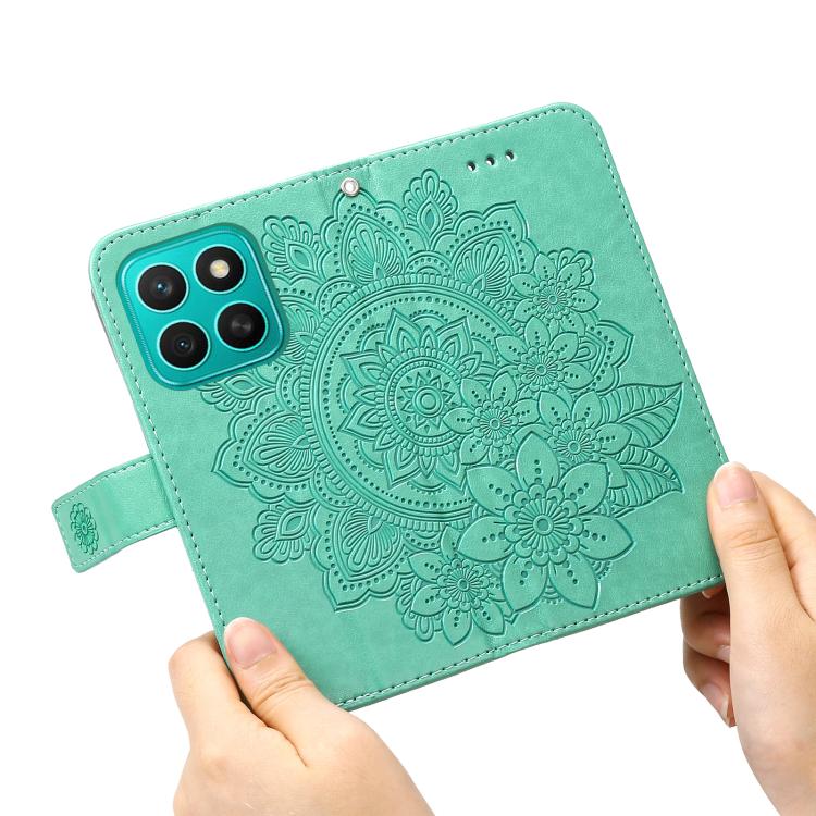 For Honor X8c 4G Seven-petal Flowers Embossing Leather Phone Case