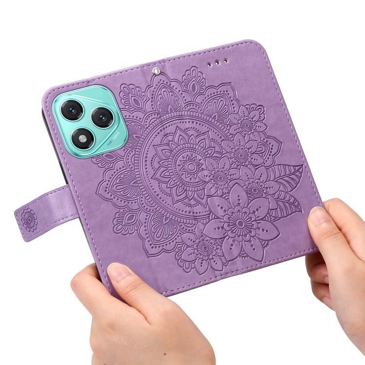 For Honor 400 Lite Global Seven-petal Flowers Embossing Leather Phone Case