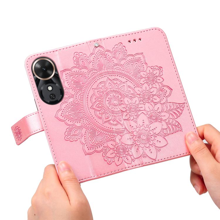 For Honor Play 60 Seven-petal Flowers Embossing Leather Phone Case