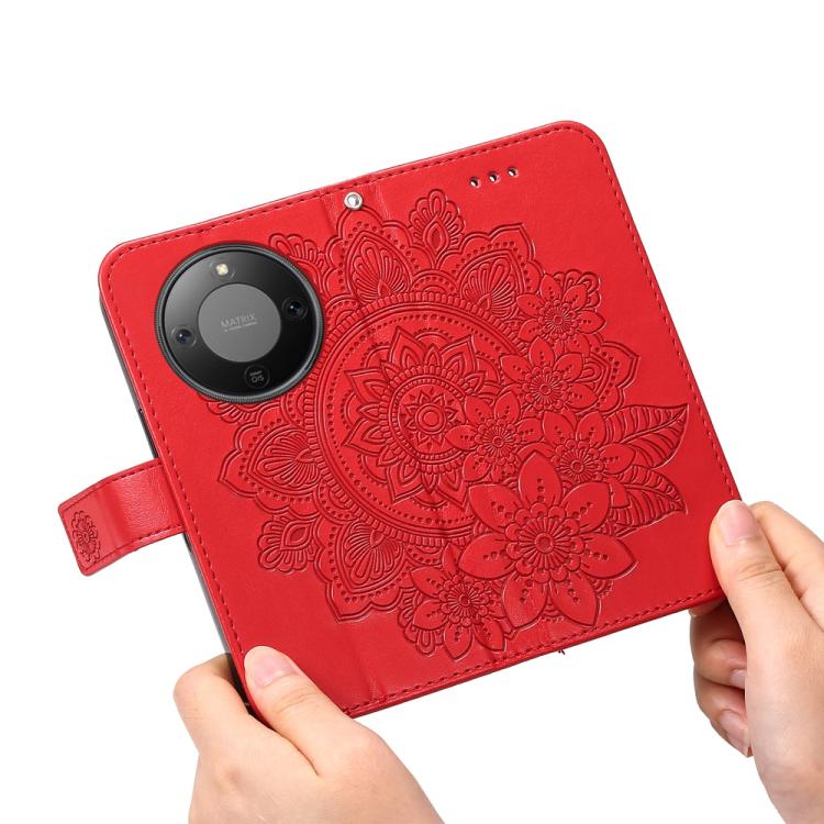 For Honor X70 5G Seven-petal Flowers Embossing Leather Phone Case