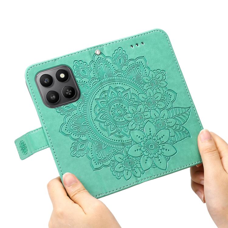 For Honor 400 Smart 5G / X7d 4G / Play 10T 5G Seven-petal Flowers Embossing Leather Phone Case