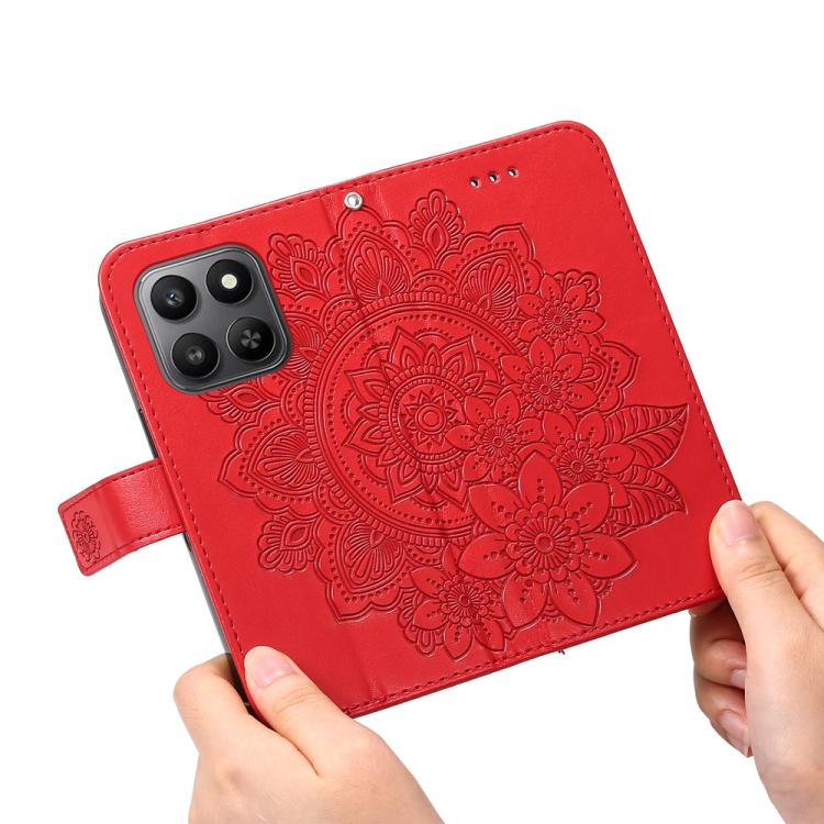 For Honor 400 Smart 5G / X7d 4G / Play 10T 5G Seven-petal Flowers Embossing Leather Phone Case