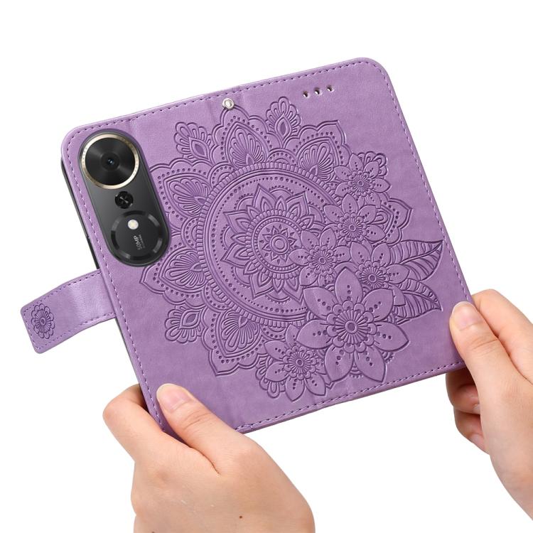 For Honor Play 70 Plus Seven-petal Flowers Embossing Leather Phone Case