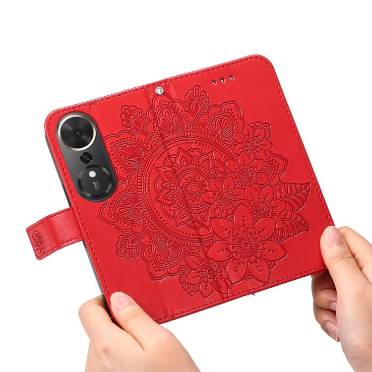 For Honor Play 70 Plus Seven-petal Flowers Embossing Leather Phone Case