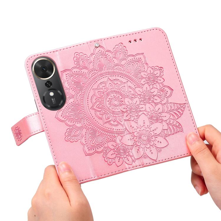 For Honor Play 70 Plus Seven-petal Flowers Embossing Leather Phone Case