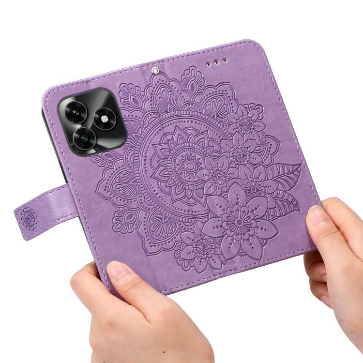 For Honor X5c Plus Seven-petal Flowers Embossing Leather Phone Case