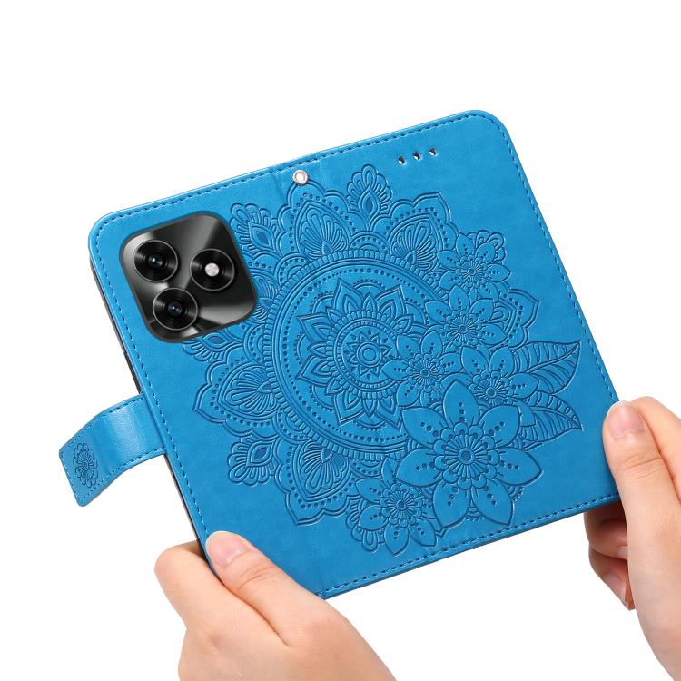 For Honor X5c Plus Seven-petal Flowers Embossing Leather Phone Case