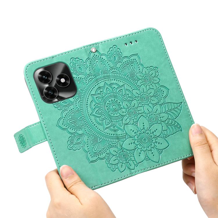 For Honor X5c Plus Seven-petal Flowers Embossing Leather Phone Case