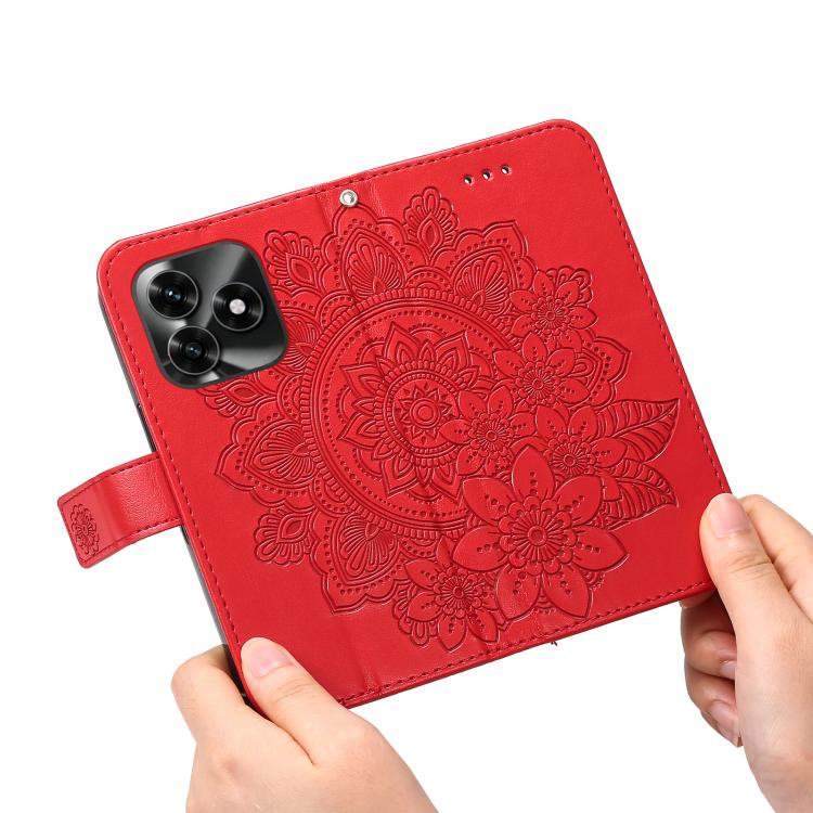 For Honor X5c Plus Seven-petal Flowers Embossing Leather Phone Case