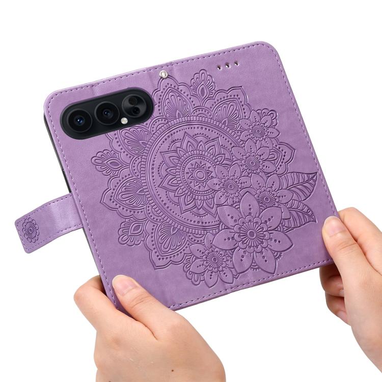 For Honor 500 / 500 Pro Global 155.8mm Seven-petal Flowers Embossing Leather Phone Case