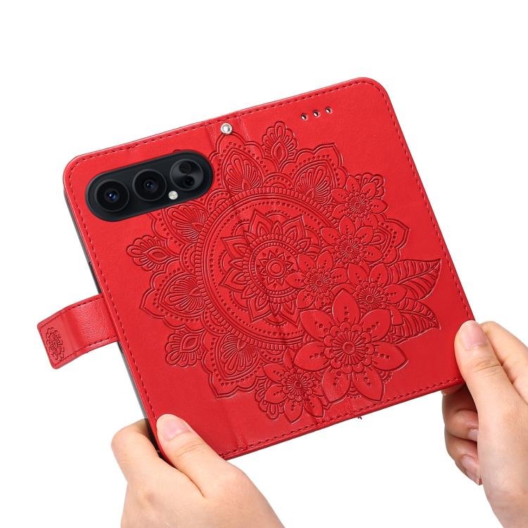 For Honor 500 / 500 Pro Global 155.8mm Seven-petal Flowers Embossing Leather Phone Case