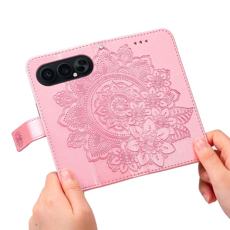 For Honor 500 / 500 Pro Global 155.8mm Seven-petal Flowers Embossing Leather Phone Case