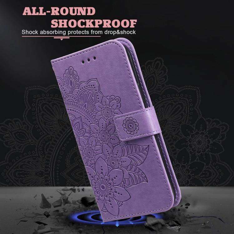 For Honor 600 Lite Global Seven-petal Flowers Embossing Leather Phone Case