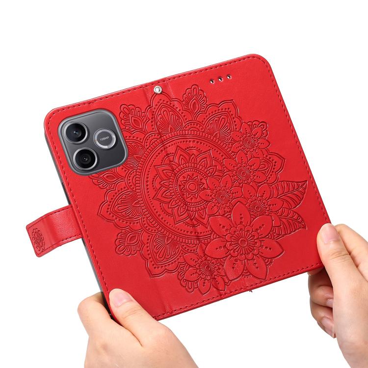 For Honor 600 Lite Global Seven-petal Flowers Embossing Leather Phone Case