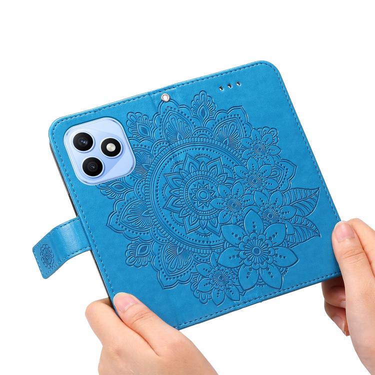 For Honor X8d 4G Seven-petal Flowers Embossing Leather Phone Case