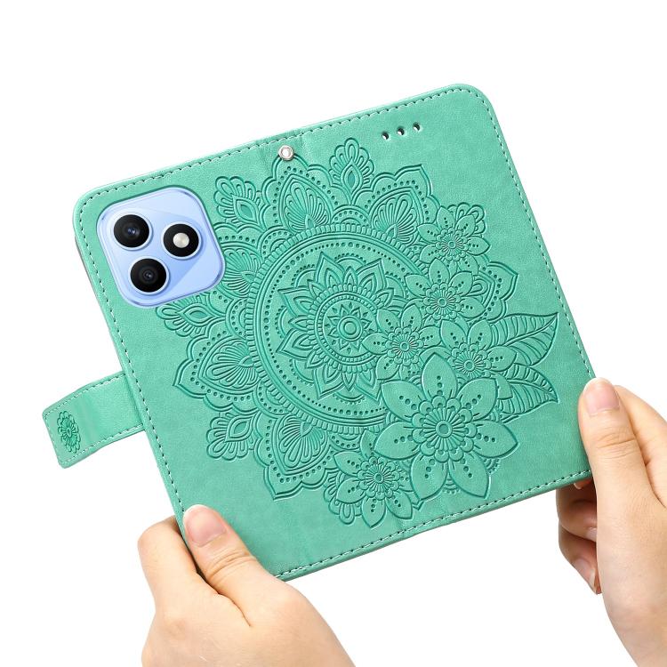 For Honor X8d 4G Seven-petal Flowers Embossing Leather Phone Case