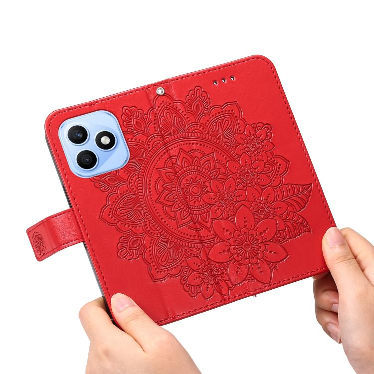 For Honor X8d 4G Seven-petal Flowers Embossing Leather Phone Case