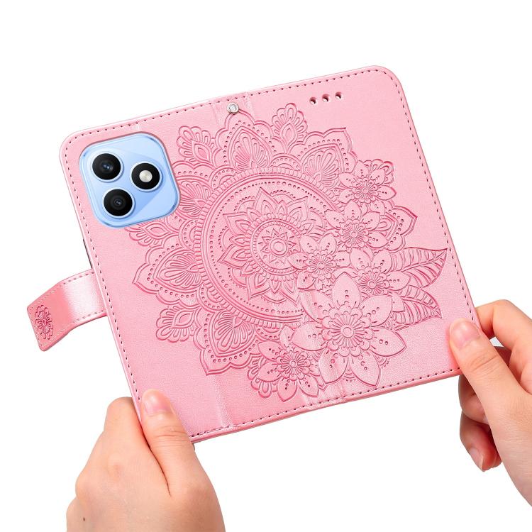 For Honor X8d 4G Seven-petal Flowers Embossing Leather Phone Case