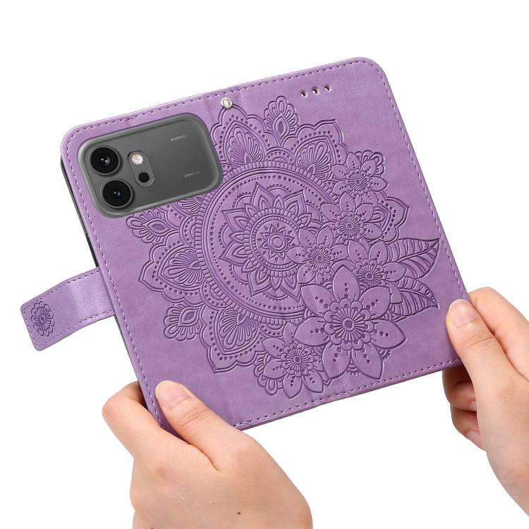 For Honor 600 Global / 600 Pro Global Seven-petal Flowers Embossing Leather Phone Case